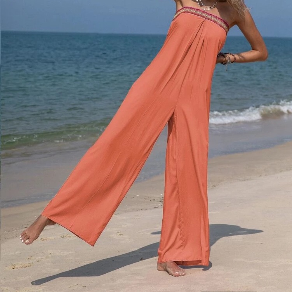 Rustydustty orange sleeveless jumpsuit large